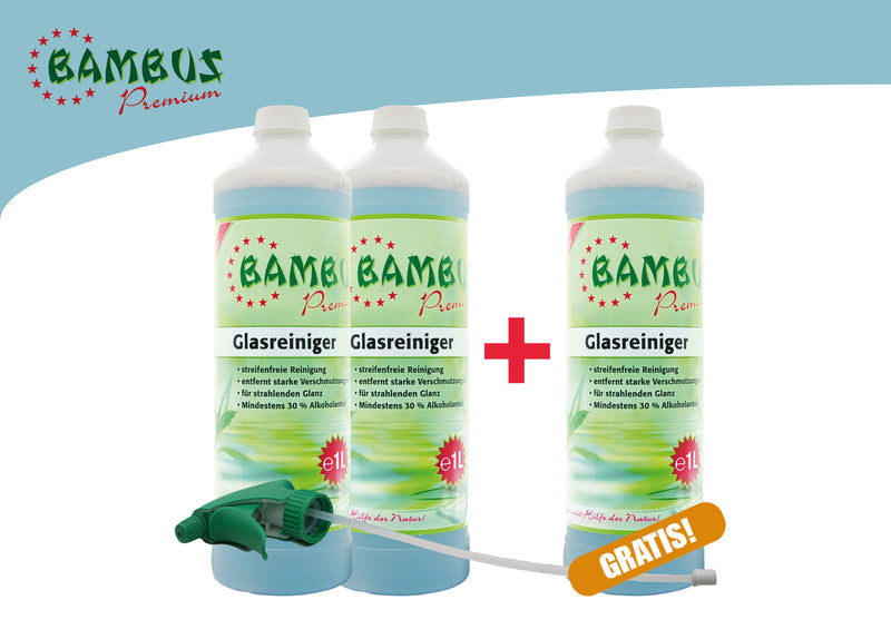 Bambus Premium - Glasreiniger 3L + 1 Sprühdüse